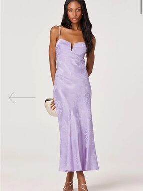 Astr Lavender Floral Jacquard Spaghetti Strap Slip Dress